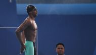 India's Sajan Prakash prepares to compete in a heat of the men’s 100m butterfly swimming event during the 2018 Asian Games in Jakarta on August 22, 2018. AFP/Jewel Samad 