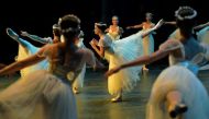 Ballet dancers perform during a rehearsal before the opening night of a ballet production at the Municipal Theater in Rio de Janeiro, Brazil June 20, 2018. AFP/Carl De Souza