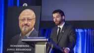 Amnesty International Europe and Central Asia Director for Advocacy Daniel Balson speaks during a memorial service for Saudi Journalist Jamal Khashoggi at the Mayflower Hotel on November 2, 2018 in Washington.  (Zach Gibson/Getty Images/AFP)