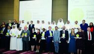 The officials of Marriott Marquis City Center Doha Hotel and QGBC pose for a group picture. 