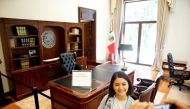 Student Barbara Alvarez poses for a photo at the Presidential Office of Los Pinos Presidential residence, turned into a museum by order of Mexico's new President Andres Manuel Lopez Obrador, in Mexico City, Mexico December 1, 2018. REUTERS/Alexandre Meneg