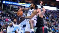 Dallas Mavericks center DeAndre Jordan (6) grabs a rebound in front of LA Clippers center Marcin Gortat (13) during the second half at the American Airlines Center. Credit: Jerome Miron/USA Today Sports 
