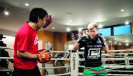 Japanese kickboxer Tenshin Nasukawa works out during a training session, in front of the media, at his boxing gym in Matsuda, Chiba prefecture on December 18, 2018.  AFP / Behrouz Mehri
