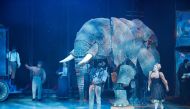 Actors rehearse during a media photocall for the play 'Circus 1903', which includes puppet Elephants, at the Royal Festival Hall in London, Britain December 19, 2018. REUTERS/Henry Nicholls