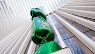 A sculpture with the flag of Saudi Arabia, part of an exhibit called 'Candy Nations' is pictured outside next to the Oculus, one of the buildings that replaced the original World Trade Center on January 14, 2019 in New York City.   AFP / Johannes EISELE