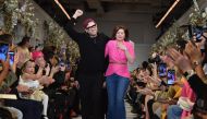 Designer Brandon Maxwell and his mother Pam Woolley walk the runway for the Brandon Maxwell fashion show during New York Fashion Week: The Shows at Penn Plaza Pavilion on February 9, 2019 in New York City. / AFP / Angela Weiss