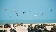 With kites aloft, a group prepares to launch off of Ilha dos Poldros, a 3,000-acre island owned by a Spanish tanning magnate, in Brazil's Parnaiba River delta. Picture: Courtesy of Analice Diniz
