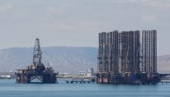 FILE PHOTO: An offshore oil rig is seen in the Caspian Sea near Baku, Azerbaijan, October 5, 2017. REUTERS/Grigory Dukor