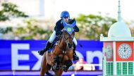 Achraf Oualla in action during the ninth round of the Hathab Series at the Al Shaqab Outdoor Arena yesterday.
