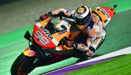 Repsol Honda’s Marc Marquez of Spain competes in the second practice session in Lusail yesterday.