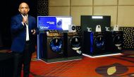 Vinod Nair, Sales Director of Consumer Electronics Business at Samsung Gulf Electronics, is seen introducing the new range at an event held at Crowne Plaza Hotel.