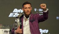 In this file photo taken on September 20, 2018 two-division UFC champion Conor McGregor of Ireland arrives for a press conference at Radio City Music Hall in New York to announce his mixed martial arts match against UFC lightweight champion Khabib Nurmago