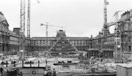 In this file photo taken on August 7, 1987 shows the Louvre Pyramid under construction, designed by Chinese-US architect Ieoh Ming Pei, in the main courtyard (Cour Napoleon) of the Louvre Palace (Palais du Louvre) in Paris. AFP / Patrick Kovarik