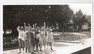 Jane Haining, who looked after Jewish girls in Hungary during the Second World War, is seen with girls from the Scottish Mission School in Budapest on holiday at Lake Balaton in Hungary in this undated photo probably from the late 1930s.  Photo: Church of