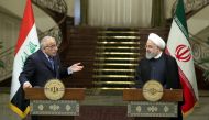 Iranian President Hassan Rouhani (R) and Iraqi Prime Minister Adel Abdel Mahdi speaking at a joint press conference in the Iranian capital Tehran.