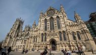 A general view shows the exterior of York Minster in York, northern England, on April 18, 2019.  AFP / Oli Scarff 