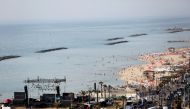 The Eurovision Village, an area dedicated for fans of the 2019 Eurovision Song Contest, is seen from above along the shoreline in Tel Aviv, Israel May 15, 2019. Reuters/Corinna Kern