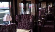 This picture taken on May 13, 2019 shows the interior of a newly-restored carriage of an Orient Express train at Gare de l'Est train station in Paris. AFP / Christophe Archambault
 