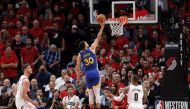 Stephen Curry #30 of the Golden State Warriors shoots the ball during overtime against the Portland Trail Blazers in game four of the NBA Western Conference Finals at Moda Center on May 20, 2019 in Portland, Oregon.  Jonathan Ferrey/AFP