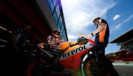 Spain's Marc Marquez prepares to depart from the pits with his Honda for free practice 4 ahead the Italian Moto GP Grand Prix at the Mugello race track on June 1, 2019 in Scarperia e San Piero. / AFP / Filippo MONTEFORTE