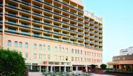 A general pool-side view of Mercure Grand Hotel. The hotel, located  next to the Msheireb Metro Station, is offering a number of room, pool and beverage packages to its customers during Eid and summer.  