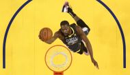 FILE PHOTO: Kevin Durant #35 of the Golden State Warriors attempts a layup against the Cleveland Cavaliers in Game 2 of the 2018 NBA Finals at ORACLE Arena in Oakland, California.
