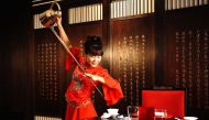 A performance of tea sommelier at Shanghai Club. 