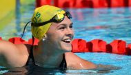 In this file photo taken on April 06, 2018 Australia's Shayna Jack smiles after the women's 50m freestyle qualifications during the 2018 Gold Coast Commonwealth Games at the Optus Aquatic Centre in the Gold Coast.  / AFP / MANAN VATSYAYANA 