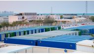 The containers at the construction site.