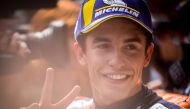 Repsol Honda Team's Spanish rider Marc Marquez reacts after the qualifying session of the Austrian Moto GP Grand Prix in Spielberg on August 10, 2019. / AFP / VLADIMIR SIMICEK