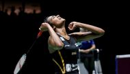 India's Pusarla Sindhu reacts during her final women's singles match against Japan's Nozomi Okuhara REUTERS/Vincent Kessler/File Photo