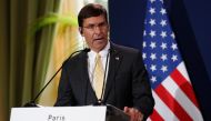 FILE PHOTO: US Secretary of Defense Mark Esper (L) holds a press conference with French army minister following their meeting at the French Defence ministry in Paris. AFP / Zakaria ABDELKAFI