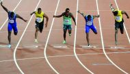 FROM LEFT: US athlete Justin Gatlin, Jamaica’s Yohan Blake, South Africa’s Akani Simbine, US’ Christian Coleman and Jamaica’s Usain Bolt compete in the final of the men’s 100m final at the 2017 IAAF World Championships in this file picture.