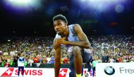 Noah Lyles of the US reacts after winning the men’s 100m at the Diamond League finals in Zurich, in this file photo. 