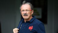 France's head coach Jacques Brunel arrives for a training session at the Suizenji Athletic Field in Kumamoto, on October 8, 2019, during the Japan 2019 Rugby World Cup. / AFP / FRANCK FIFE