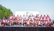 Talabat Qatar employees during the launching of Think Pink charity campaign.