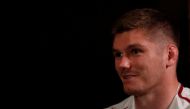 Rugby Union - Rugby World Cup - England Team Announcement - Keio Plaza Hotel, Tokyo, Japan, October 31, 2019 - England's Owen Farrell conducts a media interview after the press conference. REUTERS