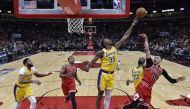 Nov 5, 2019; Chicago, IL, USA; Los Angeles Lakers center Dwight Howard (39) blocks the shot of Chicago Bulls guard Zach LaVine (8) in the second half at United Center. Mandatory Credit: Quinn Harris-USA TODAY Sports