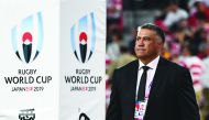 Japan's head coach Jamie Joseph looks on prior to the Japan 2019 Rugby World Cup Pool A match between Japan and Samoa at the City of Toyota Stadium in Toyota City on October 5, 2019.  AFP / Anne-Christine Poujoulat
