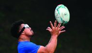 New Zealand’s flanker Ardie Savea takes part in a training session in Beppu, in this file picture.