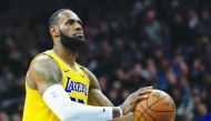 Los Angeles Lakers forward LeBron James (23) shoots a foul shot against the Philadelphia 76ers during the second quarter at Wells Fargo Center. Credit: Bill Streicher-USA TODAY Sports