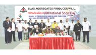 Slag Aggregates Producer staff pose during the National Sport Day celebration.