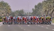 The peloton ride during the 5th stage of the UAE Cycling Tour, from al-Ain to Jebel Hafeet, on February 27, 2020. AFP / Giuseppe Cacace 