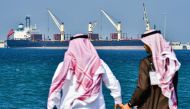 (FILES) In this file photo taken on December 11, 2019, shows an oil tanker at the port of Ras al-Khair, about 185 kilometres north of Dammam in Saudi Arabia's eastern province overlooking the Gulf. AFP / GIUSEPPE CACACE