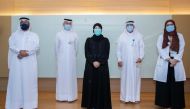 Minister of Public Health, H E Dr. Hanan Mohammed Al Kuwari (centre); SWICC committee Chairperson Dr. Saad Al Kaabi and other officials 