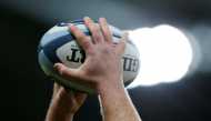 FILE PHOTO: Rugby Union - Premiership - Newcastle Falcons v Sale Sharks - St James' Park, Newcastle, Britain - March 23, 2019 General view of a ball during the warm up Action Images/Ed Sykes/File Photo