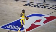 LAKE BUENA VISTA, FLORIDA - AUGUST 05: LeBron James #23 of the Los Angeles Lakers handles the ball on offense against the Oklahoma City Thunder during the third quarter at HP Field House at ESPN Wide World Of Sports Complex on August 05, 2020 in Lake Buen