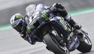 Monster Energy Yamaha' Spanish rider Maverick Vinales rides during the qualification round of the Moto GP Austrian Grand Prix at the Red Bull Ring circuit in Spielberg, Austria on August 15, 2020. / AFP / JOE KLAMAR