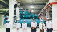 Director of District Cooling Services Department, Eng. Abdulaziz Al Hammadi, with engineers visiting District Cooling Plant in the Education City Stadium.