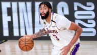 (FILES) In this file photo Anthony Davis #3 of the Los Angeles Lakers drives the ball during the third quarter against the Miami Heat in Game Six of the 2020 NBA Finals at AdventHealth Arena at the ESPN Wide World Of Sports Complex on October 11, 2020 in 